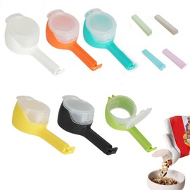 WATUNID 6Pcs Bag Clips with Pour Spout, Plastic Chip Clips with 4Pcs Small Snack Clips, Seal and Pour Bag Clip, Cap Sealer Clips for Food, Liquid, Flour and Baby Food Storage Organizer