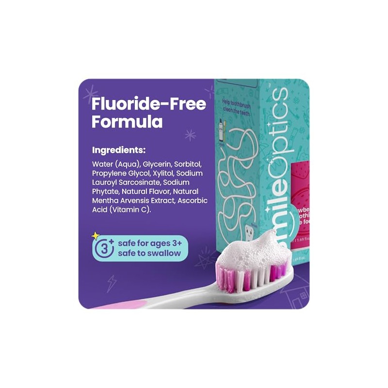 SmileOptics Strawberry Bliss Kids' Foam SmilePaste - Tooth Paste Fluoride-Free