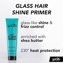 Got2b Pre base para cabello, Got Gloss, cabello brillante, protección de calor de hasta 230°, 48 horas de antri-frizz, fórmula vegana, 200ml.