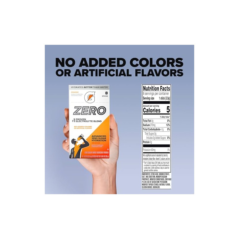 Gatorade Zero Sugar Electrolyte Powder Drink Mix - Orange