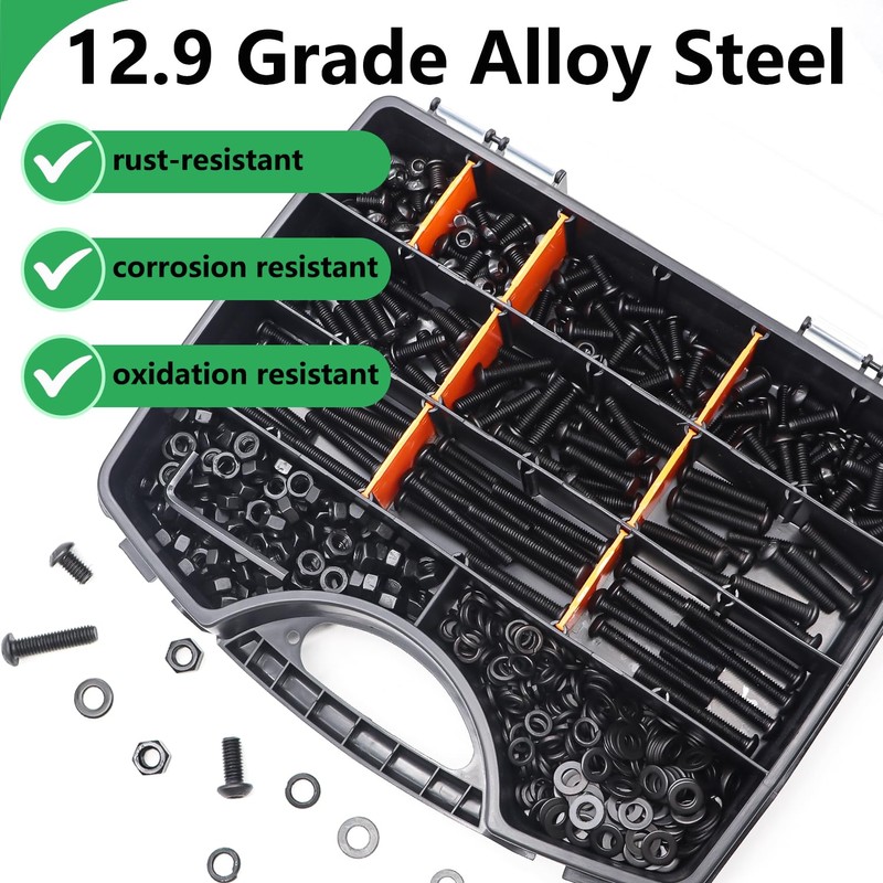 Twidec/633PCS M6 Bolt Assortment Kit 12.9 Grade M6x10/12/14/16/20/25/30/35/40/45mm Button Head