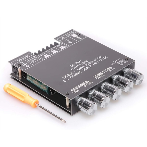 DAMGOO 50W+50W+100W 2.1 Channel Subwoofer Amplifier Board with Treble and