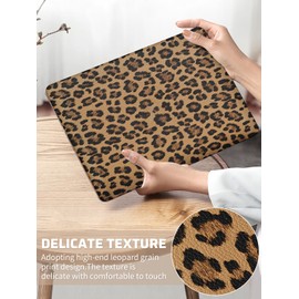 Seorsok Compatible with MacBook Air 13 Inch Case 2022 2021 2020-2018 Release A1932 A2179 M1 A2337,Elegant Leopard Grain Leather Plastic Hard Shell Case with Keyboard Cover,Brown