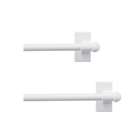 NICETOWN 2 Pack White Magnetic Curtain Rods for Metal Doors with Adjustable Length Extends from 16 inch to 28 inch Magnetic Bathroom Cafe Curtain Rod, Easy Installation for Any Steel Spaces