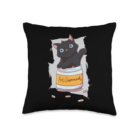 Cat Antidepressant Anime Kawaii Neko Throw Pillow
