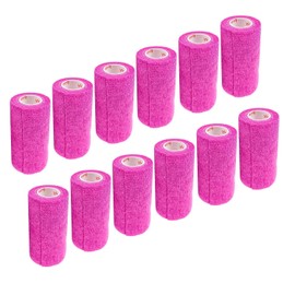 3 Inch Vet Wrap Tape Bulk (Fuchsia) (Pack of 12) Self Adhesive Adherent Adhering Flex Bandage Grip Roll for Dog Cat Pet Horse