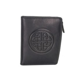 Biddy Murphy Irish Celtic Knot Embossed Ladies Premium Imported Leather Bifold Wallet, Black