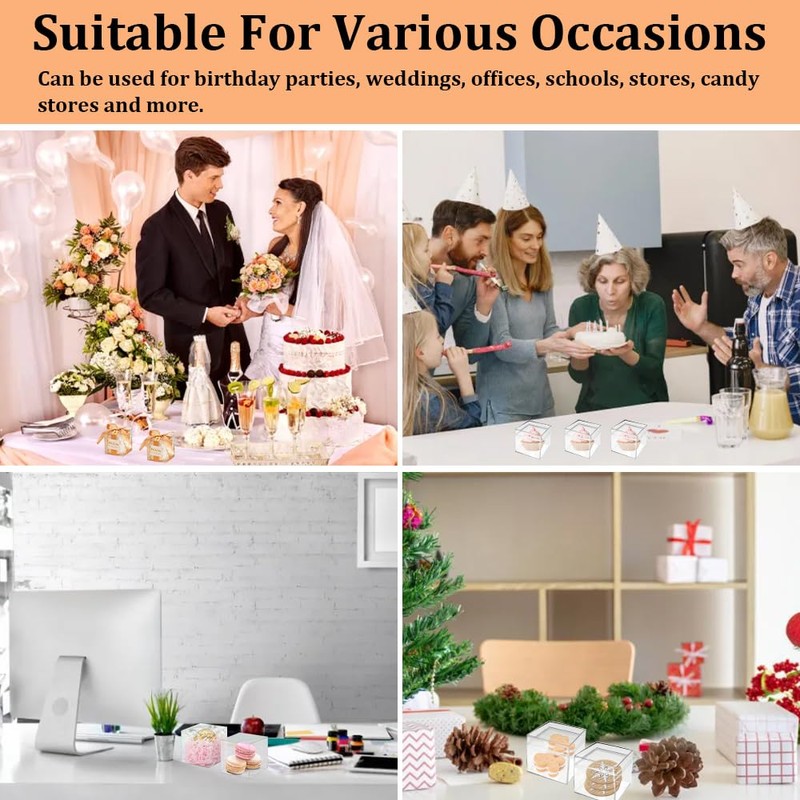 KLYNGTSK 24Pack Square Cube Display Case Transparent Plastic Square Cube