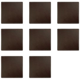 Brown Leather Coasters Set in 8pcs,Square Leather Coaster 10cm*10cm,Leather Cup Mats, Leather Drinking Coaster,PU Leather Cup Mats For Cafe,Bar