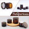 SuQurtom Pack of 10 Amber Cosmetic Jars, 30 ml, Glass