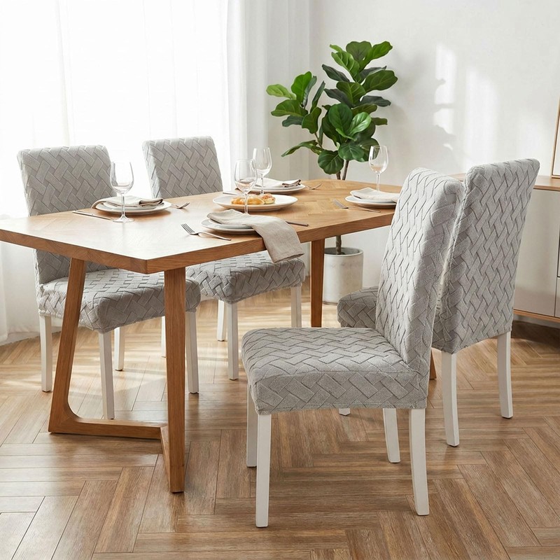 2PCS Dining Chair Covers, Thickened Jacquard Anti-Cat Scratch Stretch Dining
