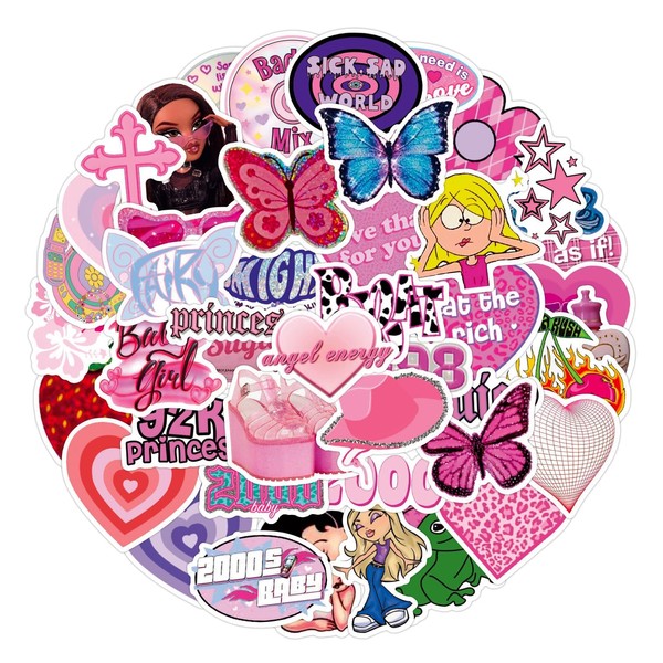 60 Pcs Y2k Stickers, Cute Girly Aesthetic Stickers, Pink Girly
