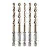 sourcing map 5pcs 1/4" Hex Shank Drill Bit 3/16" Gold