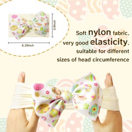 RUIOMII 2Pcs Easter Baby Headband Bows, Soft Adjustable Nylon Baby Girl Headbands