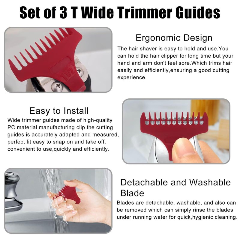 WELURE 3-Sets T Wide Trimmer Guides Replacement for W-a-h-l T