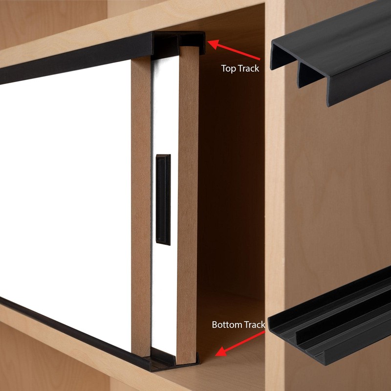 3/4" Panel Sliding Door Track - 48" Black Plastic Upper