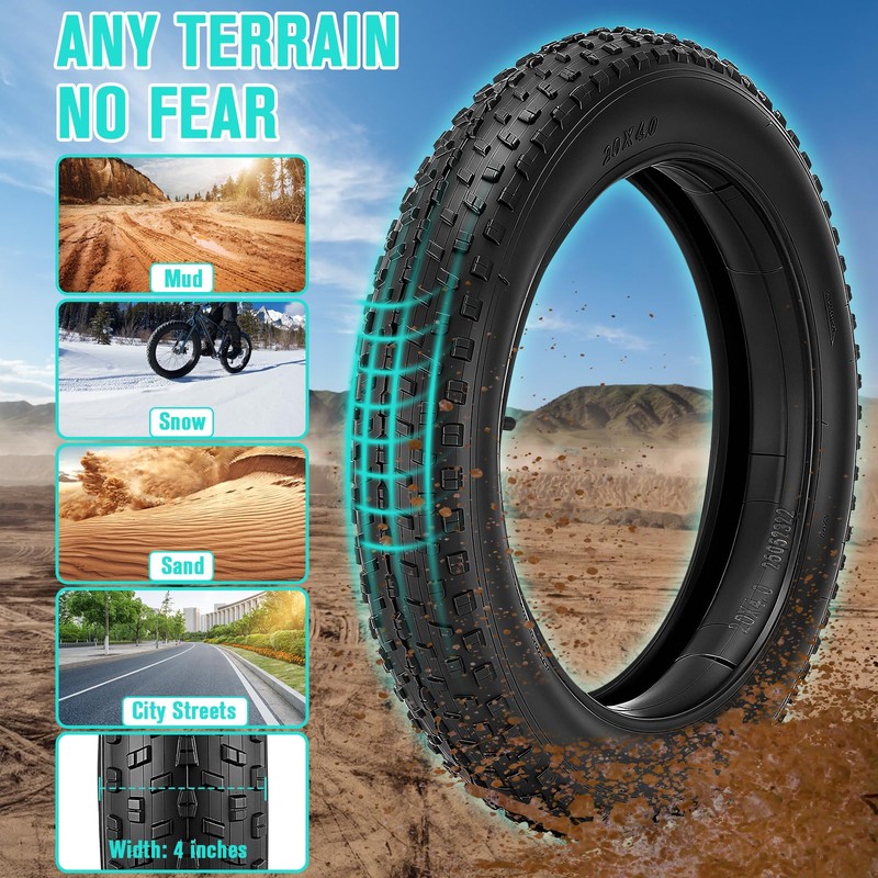 SZLYYDS 20/26x4.0 Fat Bike Tires and Tubes for Ebike