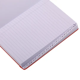 MS MY STATIONERY A5 Index Notebook Hardback Leatherette Cover 8mm Ruled Margin A-Z Tabs 264 Pages (132 Sheets) 100gsm White Paper - Red Cover
