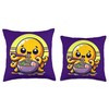 Cute Octopus Enjoying Ramen Noodles Cartoon Throw Pillow