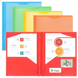 EOOUT 5pcs Folders with Pockets and Prong Pocket Folders Folders with Prongs File Folders with Fasteners for Office School Students Teachers (5 Pastel Colors)