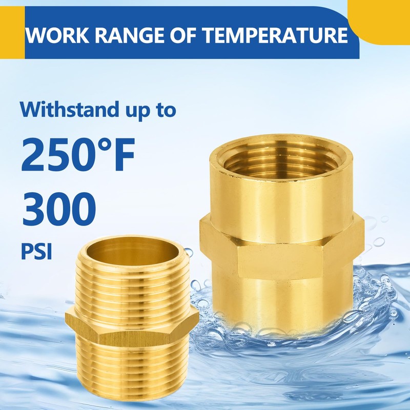 10PACK GUOFIS Brass Pipe Fitting,1/2" Male Adapter(5 Pack)+1/2" Female Adapter(5