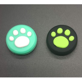2 x Silicone Analog Controller Thumb Stick Joystick Grips Cap for Switch NS & Switch Lite Controller ThumbStick Cute Cat Paw Claw (Combination Green 2PCS)