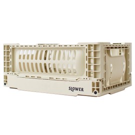 SLOWER SLW157 FOLDING CONTAINER Bask Storage Case, Folding, Container Box, Stacking, Storage Box, Sand, S Size