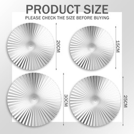 Beeveer 8 Pcs Silver and Gold Metal Wall Decor Set Metal Wall Mount Modern Art Decor Large Sunburst Hanging Sculpture Circular Decorative for Home Office Bedroom Living Room(Silver)