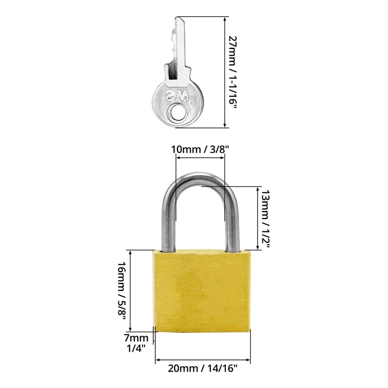 QWORK® 5pcs Mini Padlocks with Key Luggage Lock Small Brass