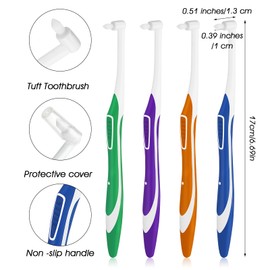 WLLHYF 4 Pcs Tuft Toothbrush Tufted Brush, Interspace Toothbrushes End-Tuft Tapered Toothbrush Soft Orthodontic Interdental Brushes for Detail Cleaning