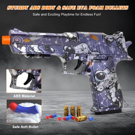 Trokiomi Soft Bullet Toy Gun Shell Ejecting for Age 8, 9, 10, 11, 12+ Years Old Boys, Realistic Toy Pistol with 50 Foam Bullets, 40 Shells & 2 Clips, Ideal Christmas Birthday Gift