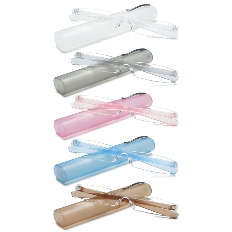 VEVESMUNDO Randlos Lesebrille mit Etui Damen Herren Mini Lesehilfe Sehhilfe