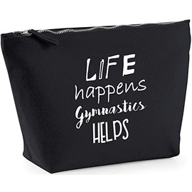 Hippowarehouse Life Happens Gymnastics Helps printed make up cosmetic wash bag 18x19x9cm