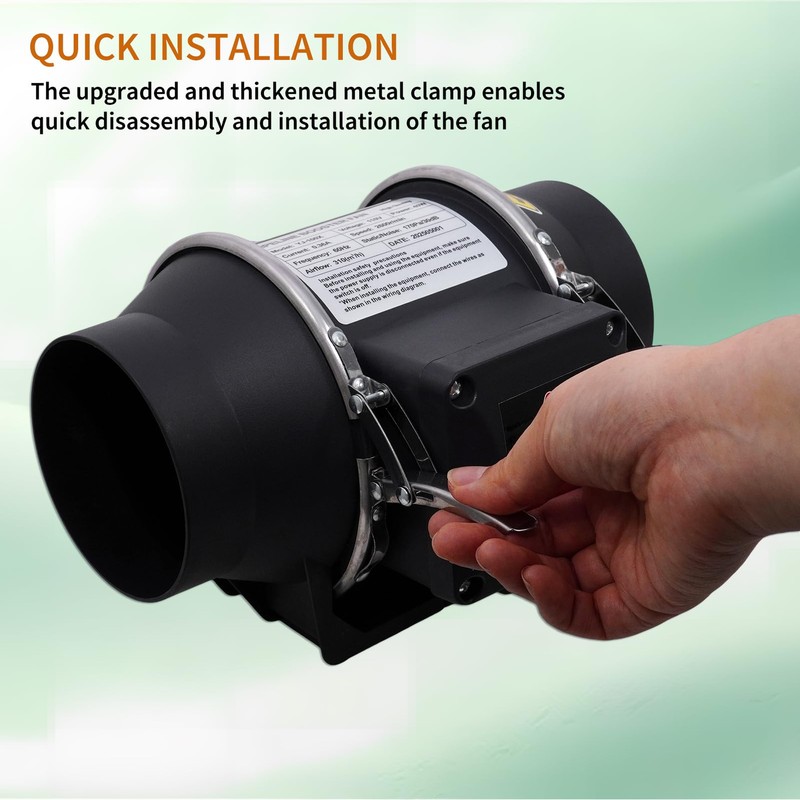 4 Inch 260 CFM Inline Duct Ventilation Fan, HVAC Vent