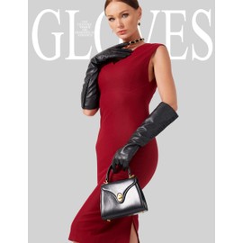 VIKIDEER Side Button Long Leather Gloves for Women with Plush Lining Warm Elegant for Evening Opera or Daily Black XX-Large