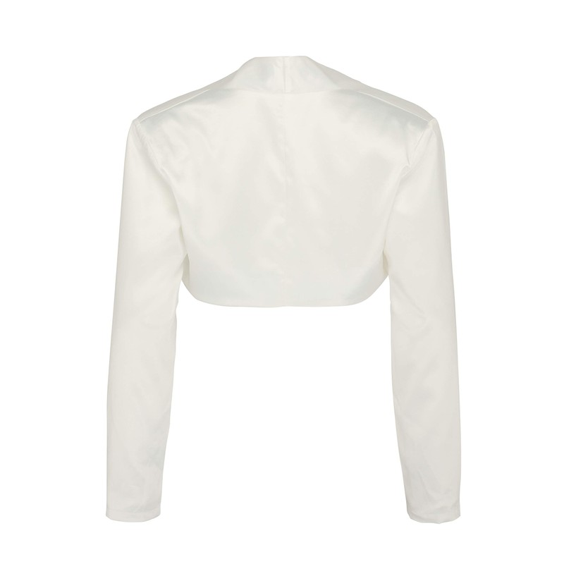 Bolerose Formal Satin Long Sleeve Bolero - off-white, size: m