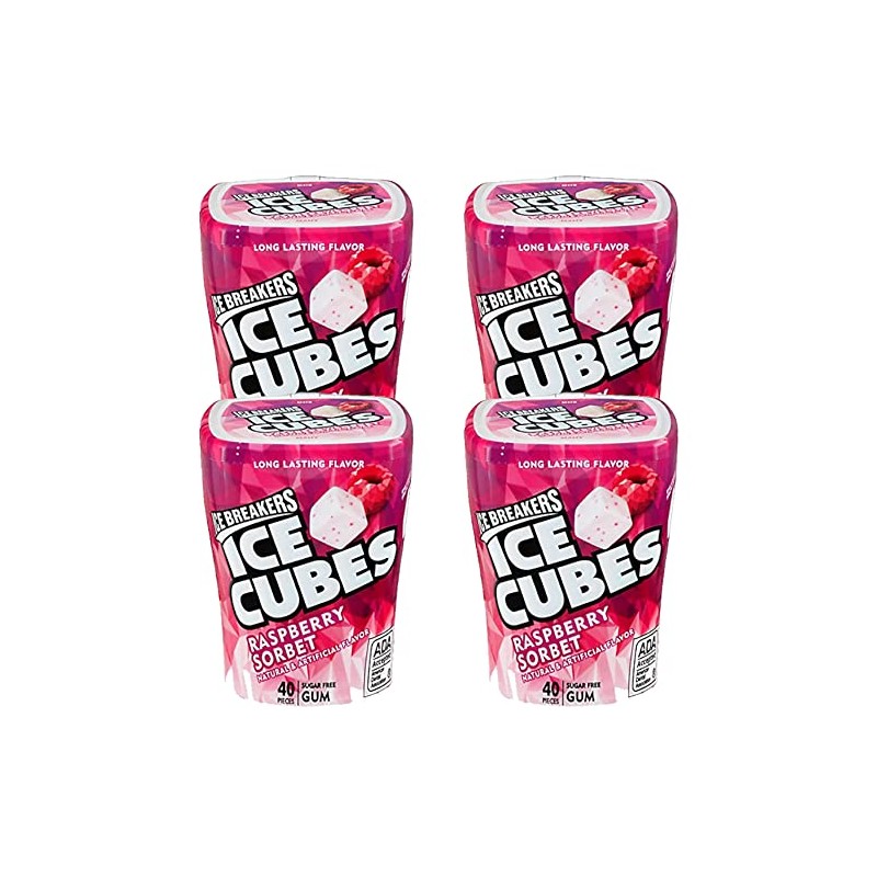 Ice Breakers Ice Cubes Raspberry Sorbet Gum Bottle- 4 ct