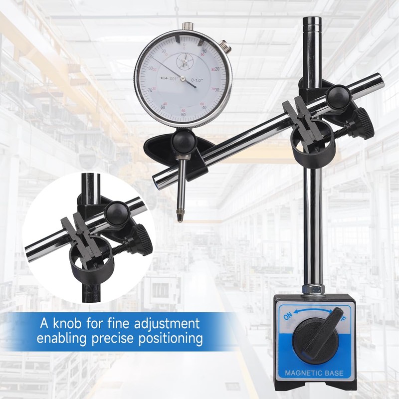 HOMKLV 0-1" Magnetic Base Dial Indicator Kit, 0.001" Resolution Precision