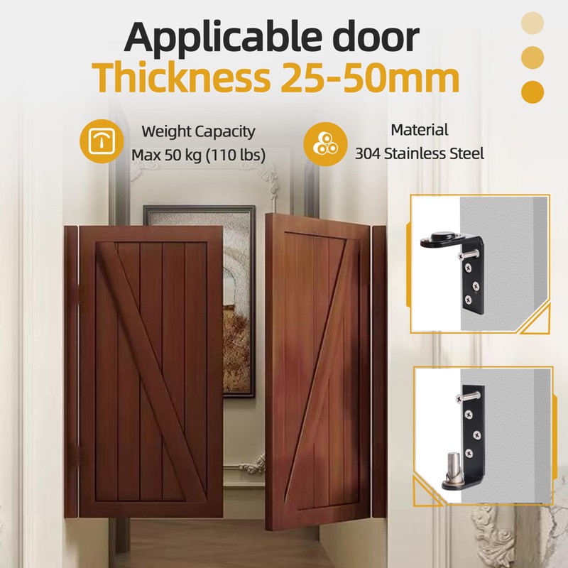 1 Pack Swing Door Hinge, Cafe Door Hinges Dual Swing,