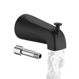 All Metal Bathtub Spout with Diverter, 5.3 Inch Tub Spout, Fits 1/2" Copper Slip-On and 1/2" or 3/4" IPS Threaded Pipes, Easy Lift to Switch, Leak-Free, Easy DIY Installation(Matte Black)