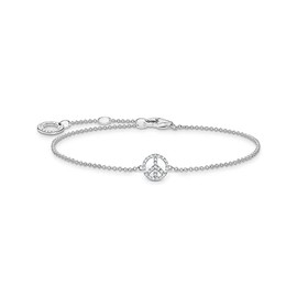 Thomas Sabo Peace Bracelet with White Stones 925 Sterling Silver A2083-051-14, Sterling Silver, No Gemstone
