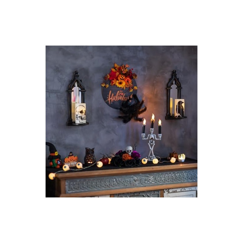 Walasis Candle Sconces Black Wall Decor - Gothic Dark Mirror