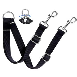 Double Dog Lead Coupler, Double Dog Lead, Dual Double Dog Adjustable Splitter Lead Durable Walker Trainer Leash, Perfect Leads for Walking 2 Dogs, Black