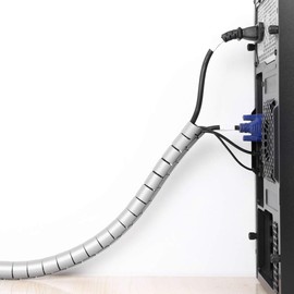 COOYA Cable Management Sleeve Cord Organizer Concealer for TV/Computer/Office, 60 Inch Tools & Home Improvement Cable Sleeve Wrap Cover Cord Hider Management Wire Protector for Tidy Desk Grey