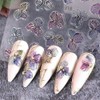 3D Dreamy Purple Gold Flower Nail Stickers for Women Bronzing