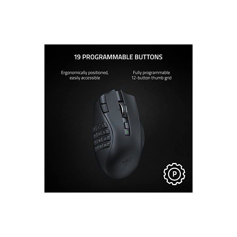 Razer Naga V2 HyperSpeed - Ratón Gamer Inalámbrico MMO con