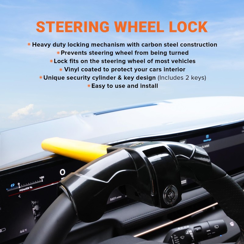 Armor All Steering Wheel Lock, Heavy-Duty Anti-Theft Car Device, Virtually