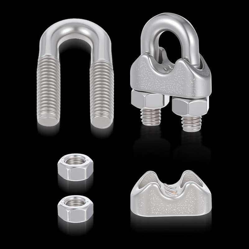 40 PCS 1/4" Stainless Steel Wires Ropes Cable Clip Clamps