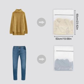 Vivifying Mesh Laundry Bag, 2 PCS Large Washing Machine Bag with Zip, 23 x 19 inch Coarse Net Washing Bags for Delicates, Socks, Clothes (White)