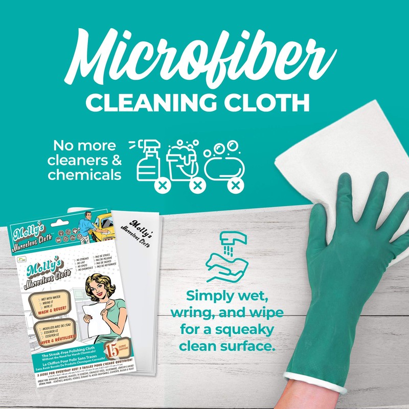 Molly's Marvelous Cloth, Streak-Free, Lint-Free Microfiber Cleaning Cloth, Polishing Cloth
